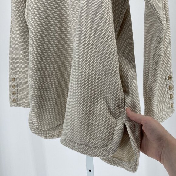 J. McLaughlin Marisa Funnel Neck Fleece Pullover Sz Large Top Beige Tan Buttons - Picture 7 of 16